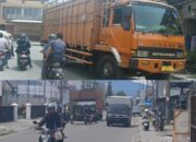 Truk Fuso Nekat Melawan Arus Di Kota Takengon