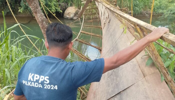 Jembatan Gantung di Desa Tanjung Aceh Tengah Nyaris Putus, PUPR Turun Tangan