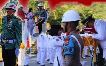 Wabup Pimpin Upacara, Dua Perwira TNI AD Dari Brigif TP 90/Yudha Giri Dhanu Sukses Turunkan Bendera