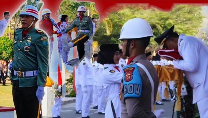Wabup Pimpin Upacara, Dua Perwira TNI AD Dari Brigif TP 90/Yudha Giri Dhanu Sukses Turunkan Bendera