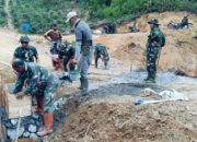Bangun Infrastruktur Tangguh, Satgas TMMD Kodim 0106/Ateng Buat Leneng Penahan Tanah